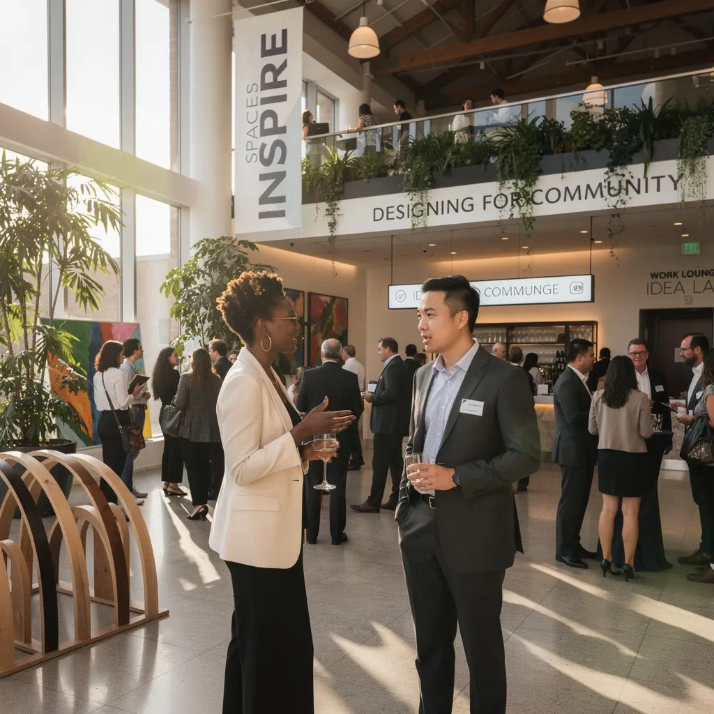 Stylowe biuro z ergonomicznymi meblami i przyjaznym oświetleniem.